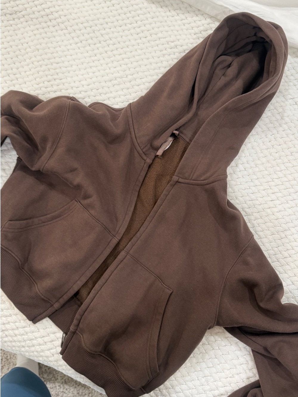 SKIMS brown cropped zip hoodie size large